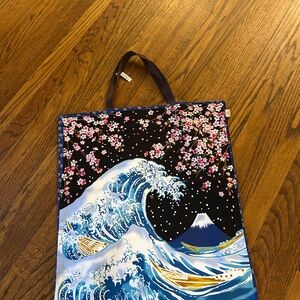 Blue Wave Floral Tote Bag — Unbranded
